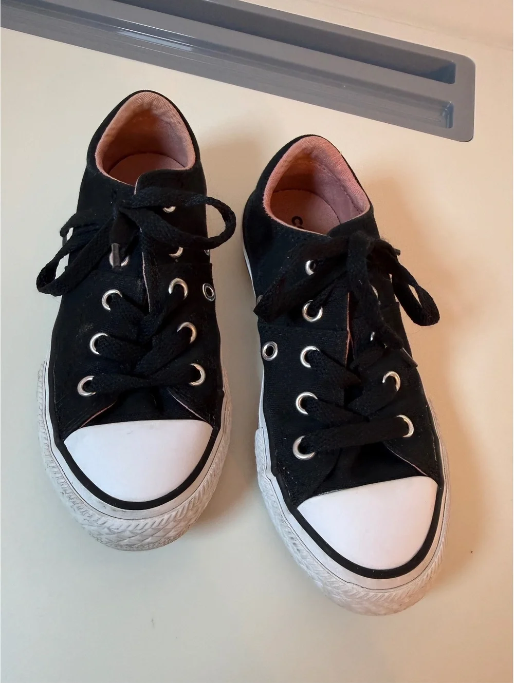 Converse Junior Black Canvas Sneakers Size 12 US